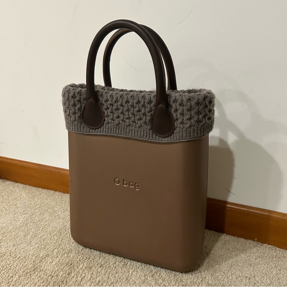 O Bag Brown Made In Italy Tote with Knitted Top and Handles